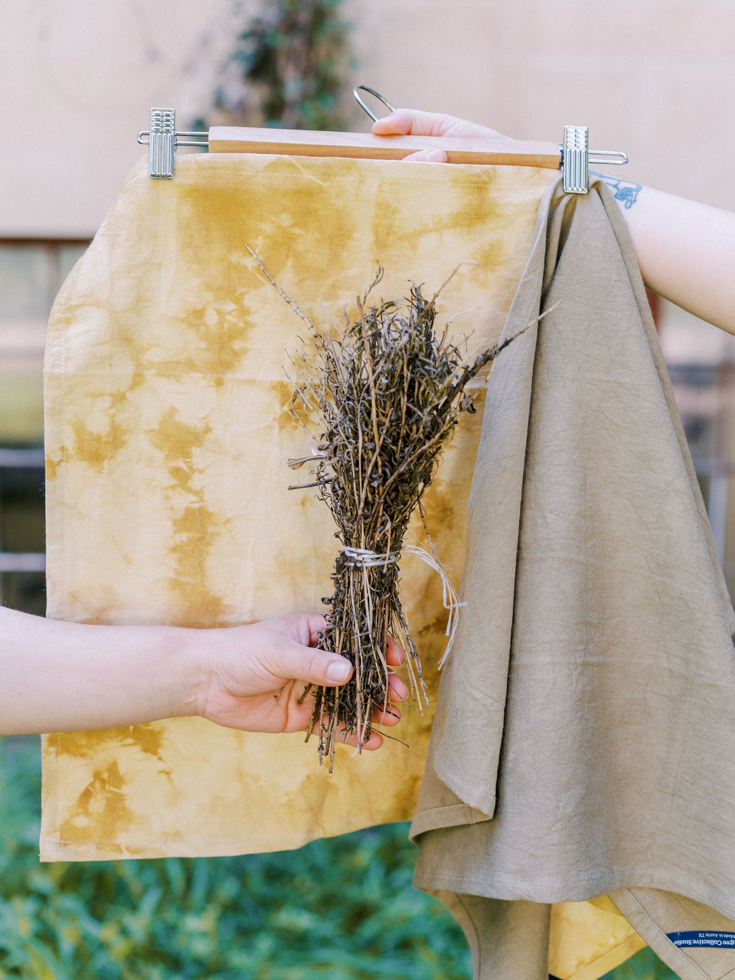 Naturally Dyed Square Pillow: Olive