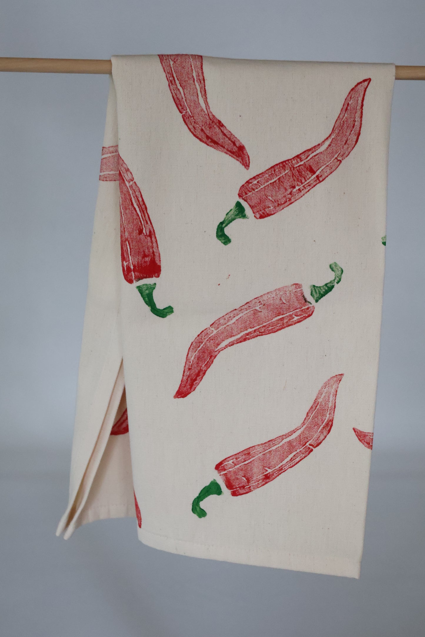 Block Printed Tea Towel: Hot Peppers