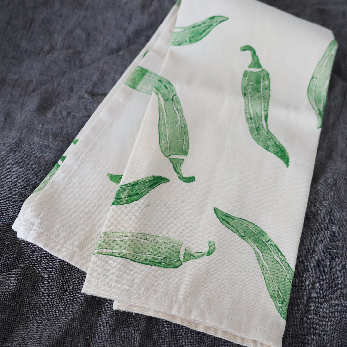 Block Printed Tea Towel: Jalapeno Peppers