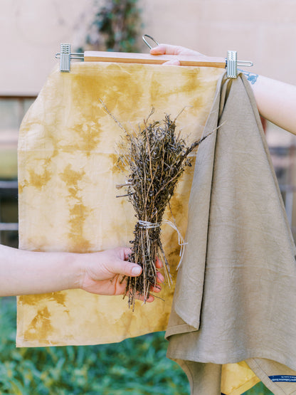 Naturally Dyed Table Runner: Mint Marigold