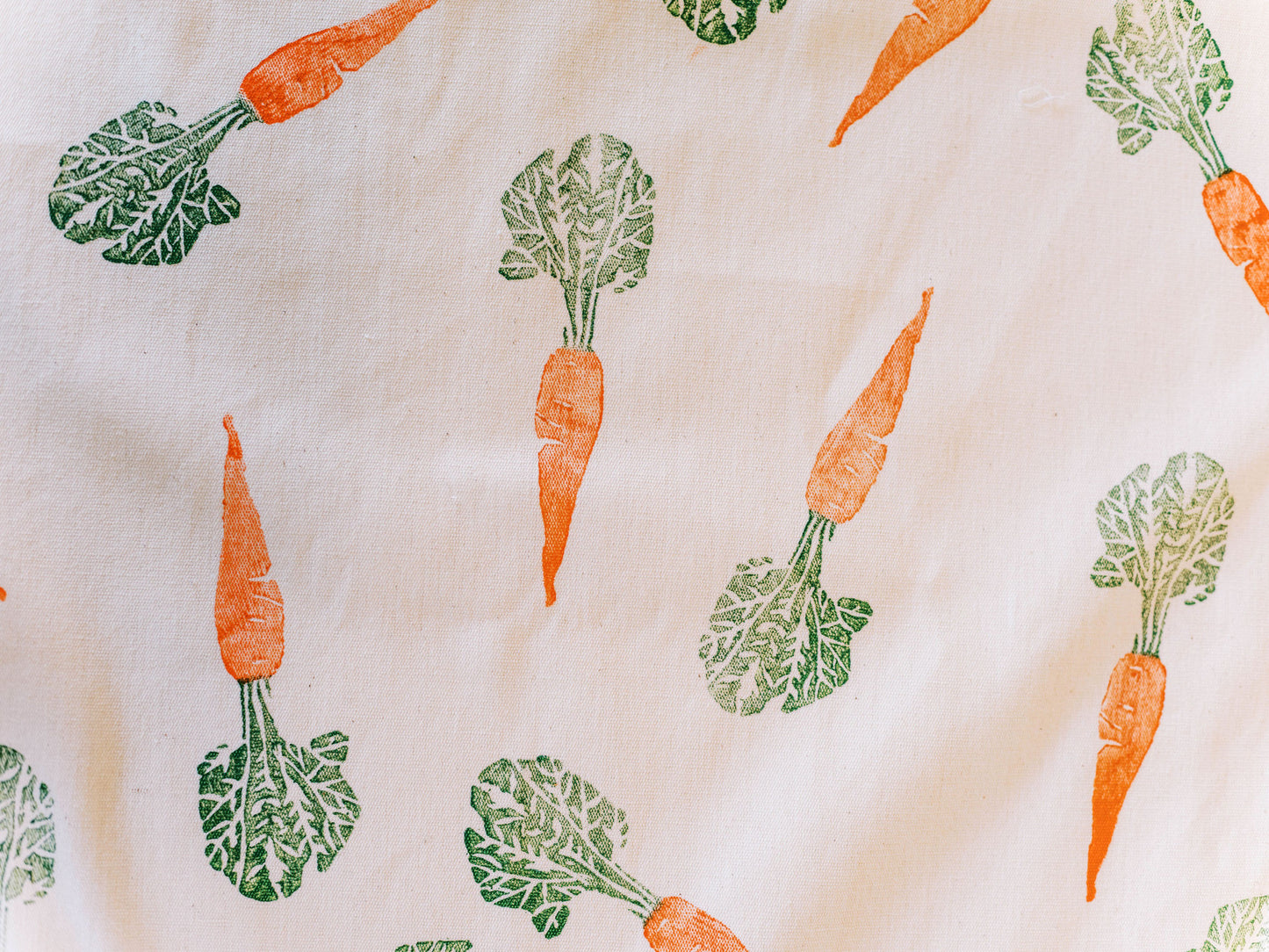 Block Printed Tea Towel: Carrots