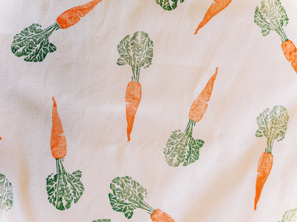 Block Printed Tea Towel: Carrots