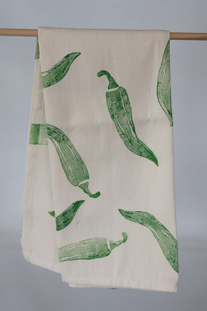 Block Printed Tea Towel: Jalapeno Peppers