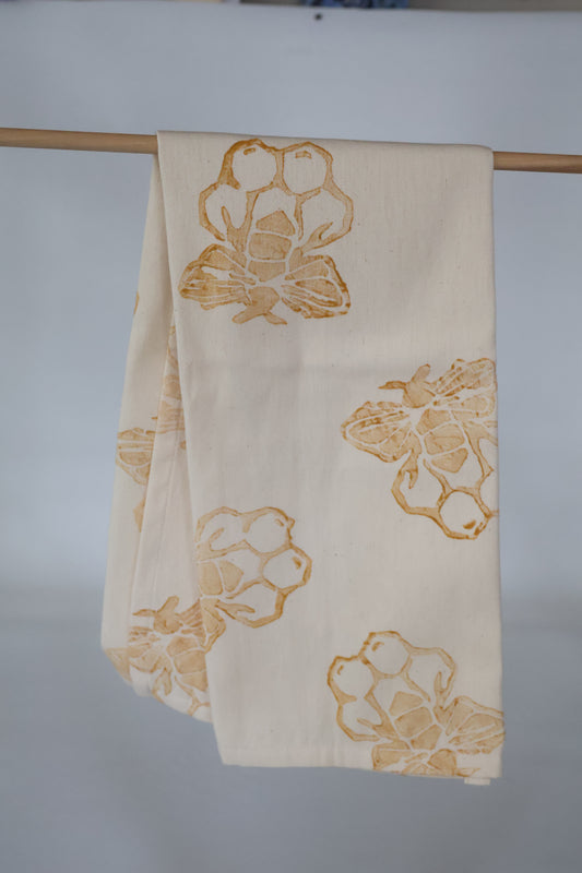 Block Printed Tea Towel: Honey Bee