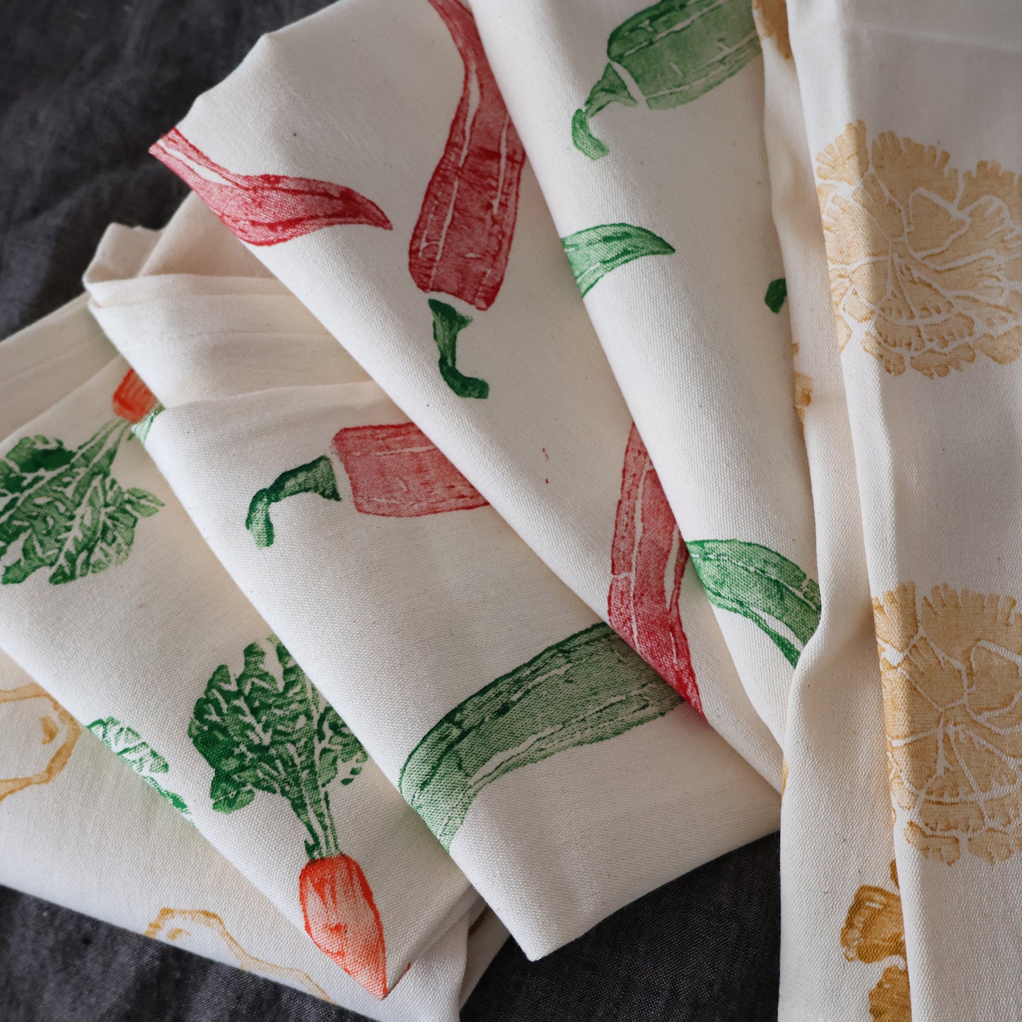 Block Printed Tea Towel: Jalapeno Peppers